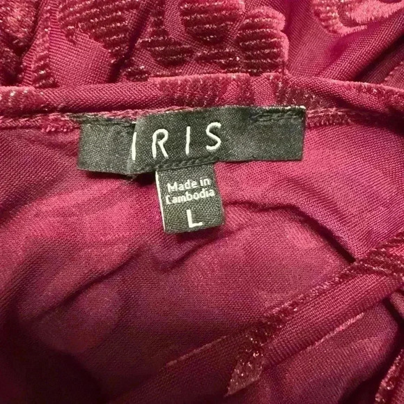 Iris dress with long sleeves in burgundy with raised pattern velvet touch Large - Picture 13 of 13